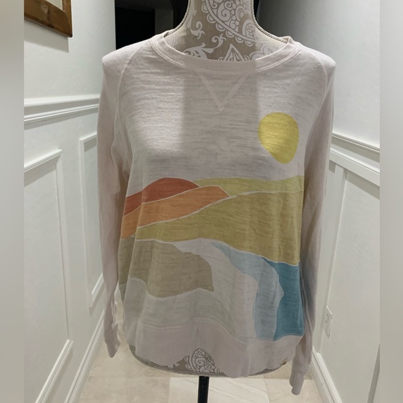 Faherty Sunwashed Slub Crew - Sandshell Soleil Size L - Picture 5 of 11